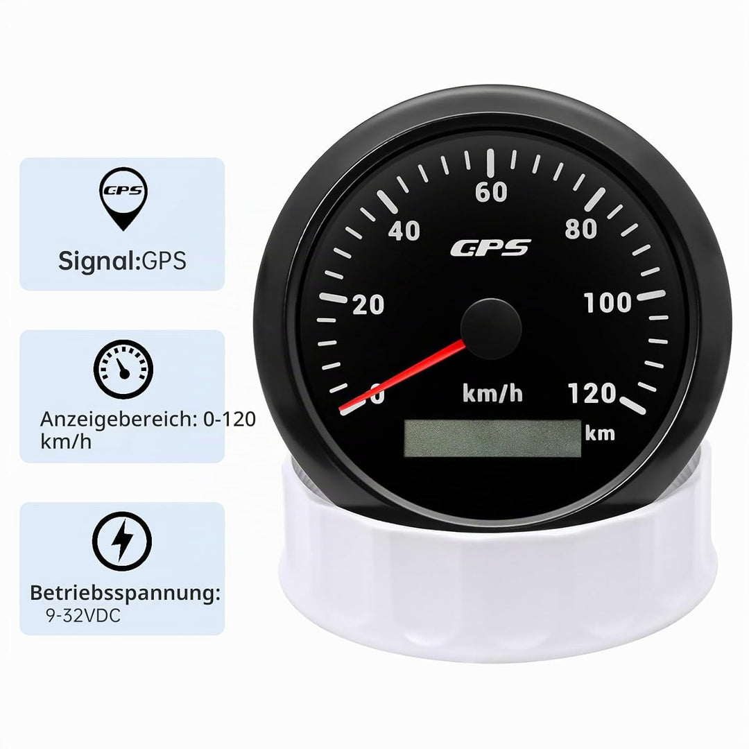 85MM GPS Geschwindigkeitsmesser 0-120km/h, 7 Farben Hintergrundbeleuchtung Kilometerzähler Geschwind