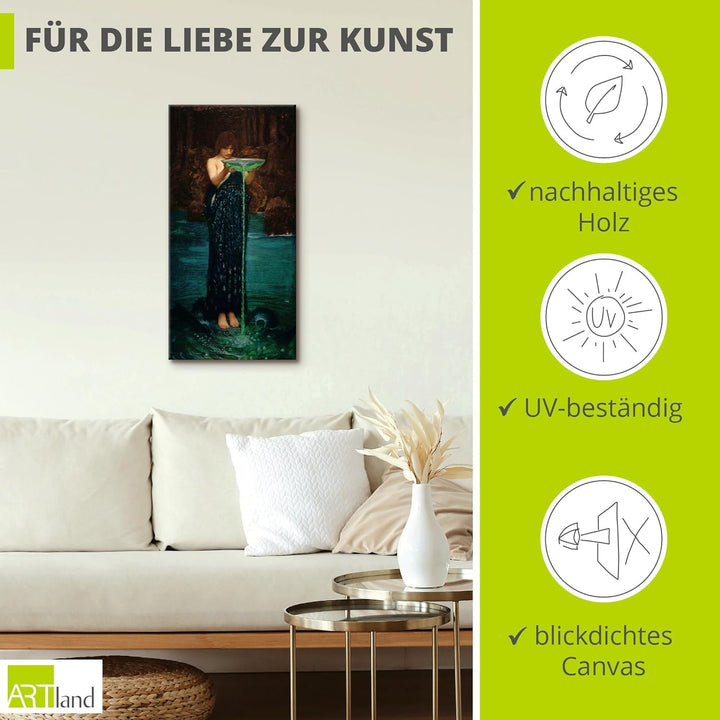 ARTland Leinwandbilder Wandbild Bild auf Leinwand 50x100 cm Wanddeko Frau See Schale Wasser Gift Ovi