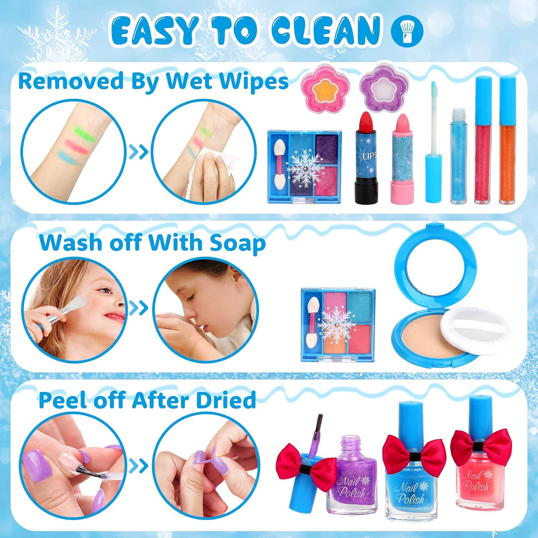 Kinderschminke Set Mädchen, Waschbar Make up Set mit Schminkkoffer Kinder Rollenspiel Schminke Mädch