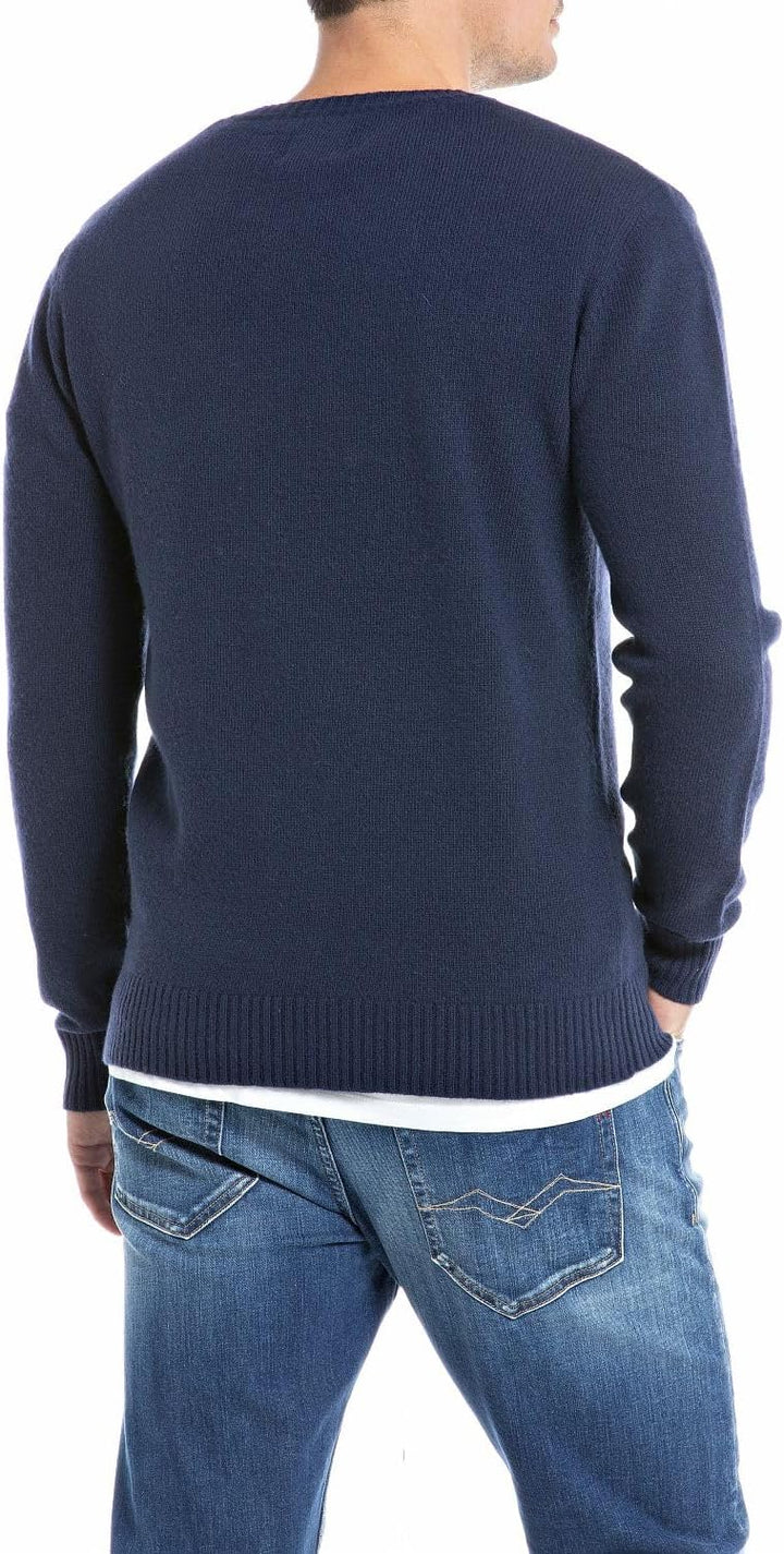 Replay Herren Pullover aus Aged Wollmix XL Blue 085, XL Blue 085
