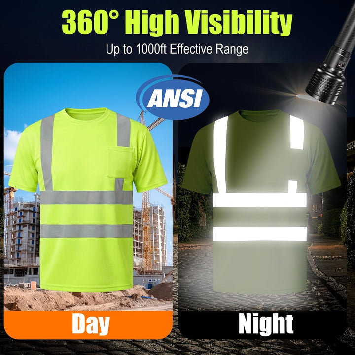 HYCOPROT Warnschutz T-Shirt Warnweste Reflektierend Warnweste Atmungsaktiv Leicht Kurzarmshirt Kurza