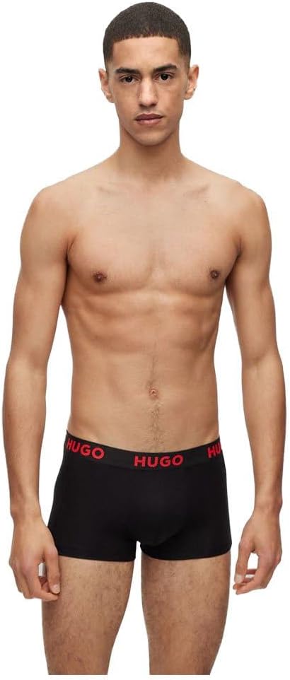 HUGO Herren Trunk Triplet Nebula Dreier-Pack eng anliegende Boxershorts aus Stretch-Jersey mit Logos