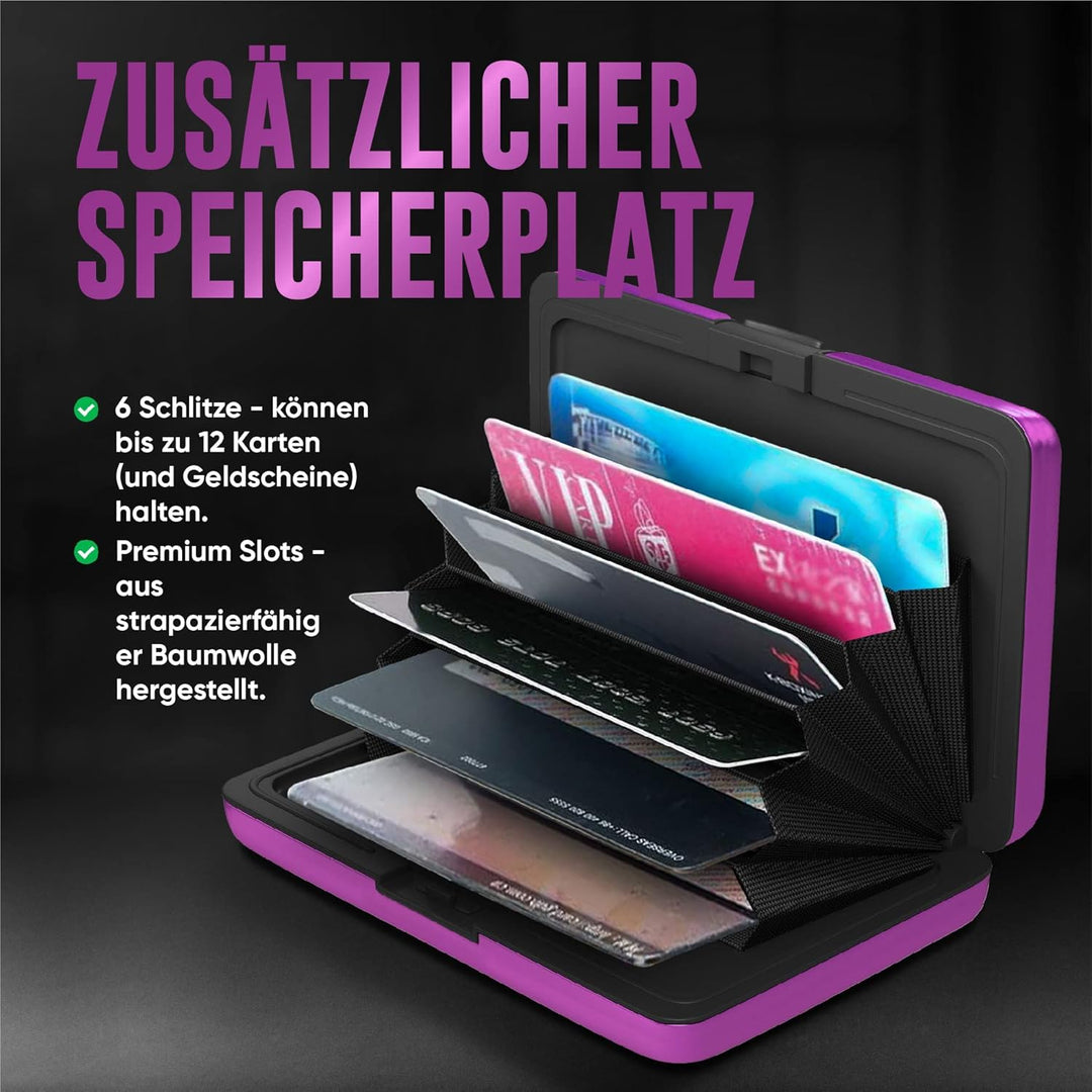 TopMost Aluminium Kreditkartenetui mit RFID-Schutz für Damen & Herren - Geldbörse für 12 Karten und