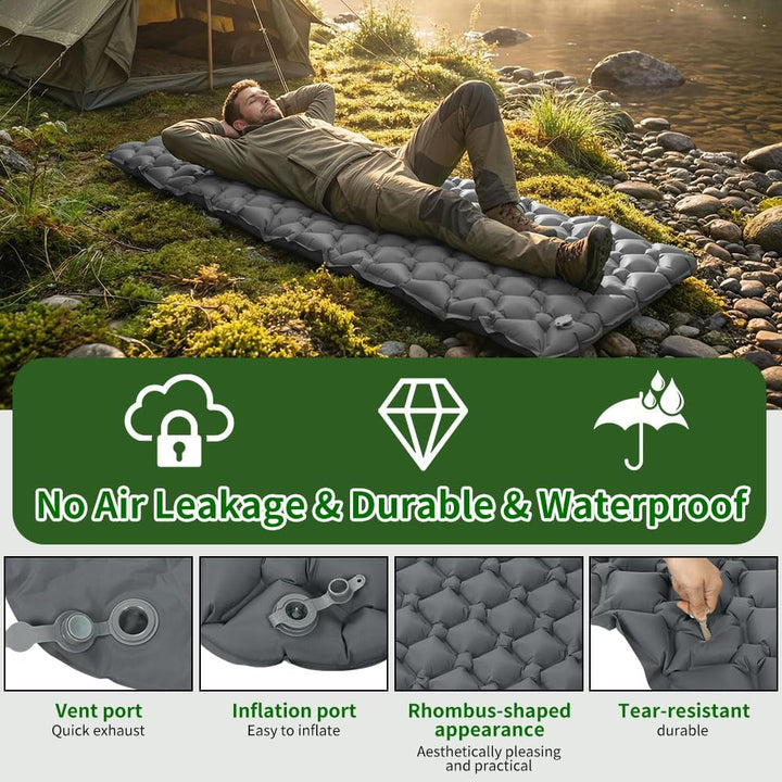 AUYAO Selbstaufblasend Camping Isomatte Schlafmatte, Ultraleichte Luftmatratze, 190 x 60 cm wasserdi