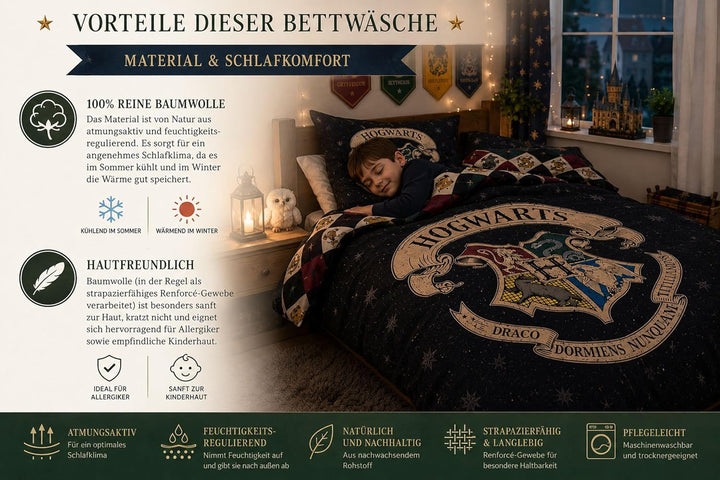SkyBrands Harry Potter Bettwäsche 135x200 80x80 Hogwarts Bettwäsche-Set 2-teilig Bettbezug Kissenbez