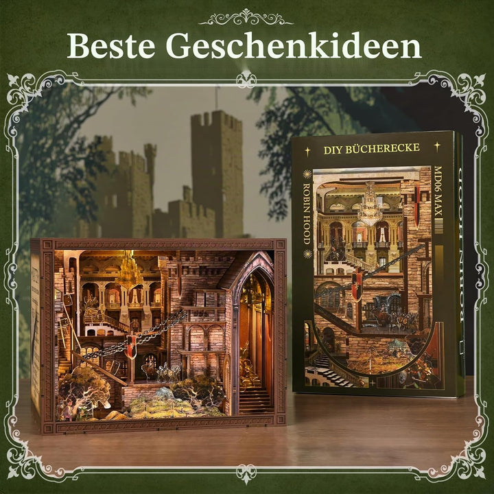 MiniCity Book Nook Kit, DIY Miniatur Puppenhaus Bücherecke Kit für Jugendliche und Erwachsene mit St