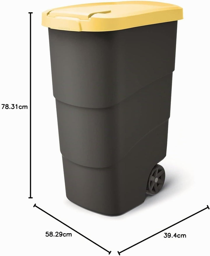 Prosperplast Wheeler 90L Müllbehälter mit Rädern und Deckel Mülltonne Müllgrossbehälter Grossmüllton