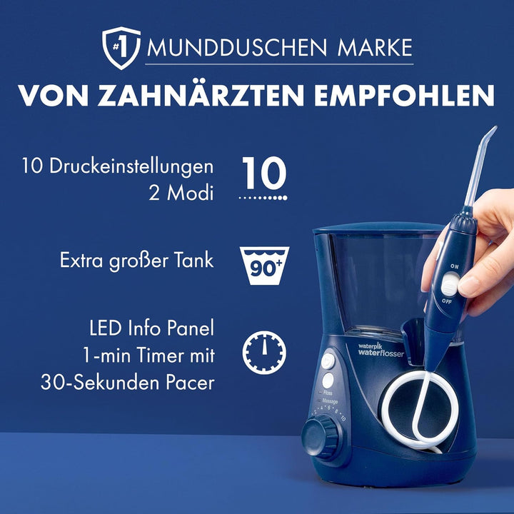 Waterpik Ultra Professional Waterflosser feststehende Munddusche mit 7 Aufsätzen, Druckbereich von 0