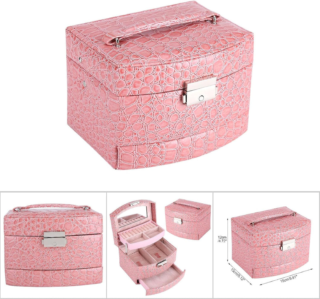 Zerodis 3 Schichten Schmuck Halskette Ring Aufbewahrungsbox Fall Veranstalter mit Moderner Schnallen