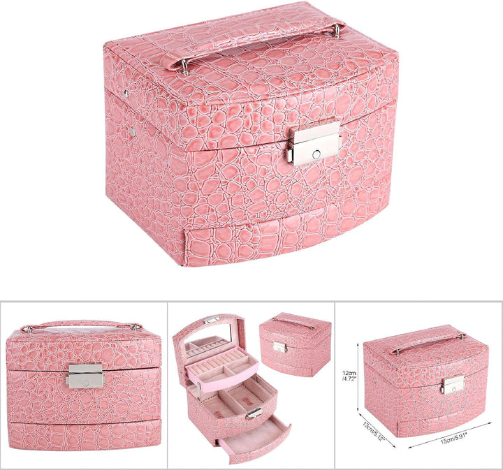 Zerodis 3 Schichten Schmuck Halskette Ring Aufbewahrungsbox Fall Veranstalter mit Moderner Schnallen