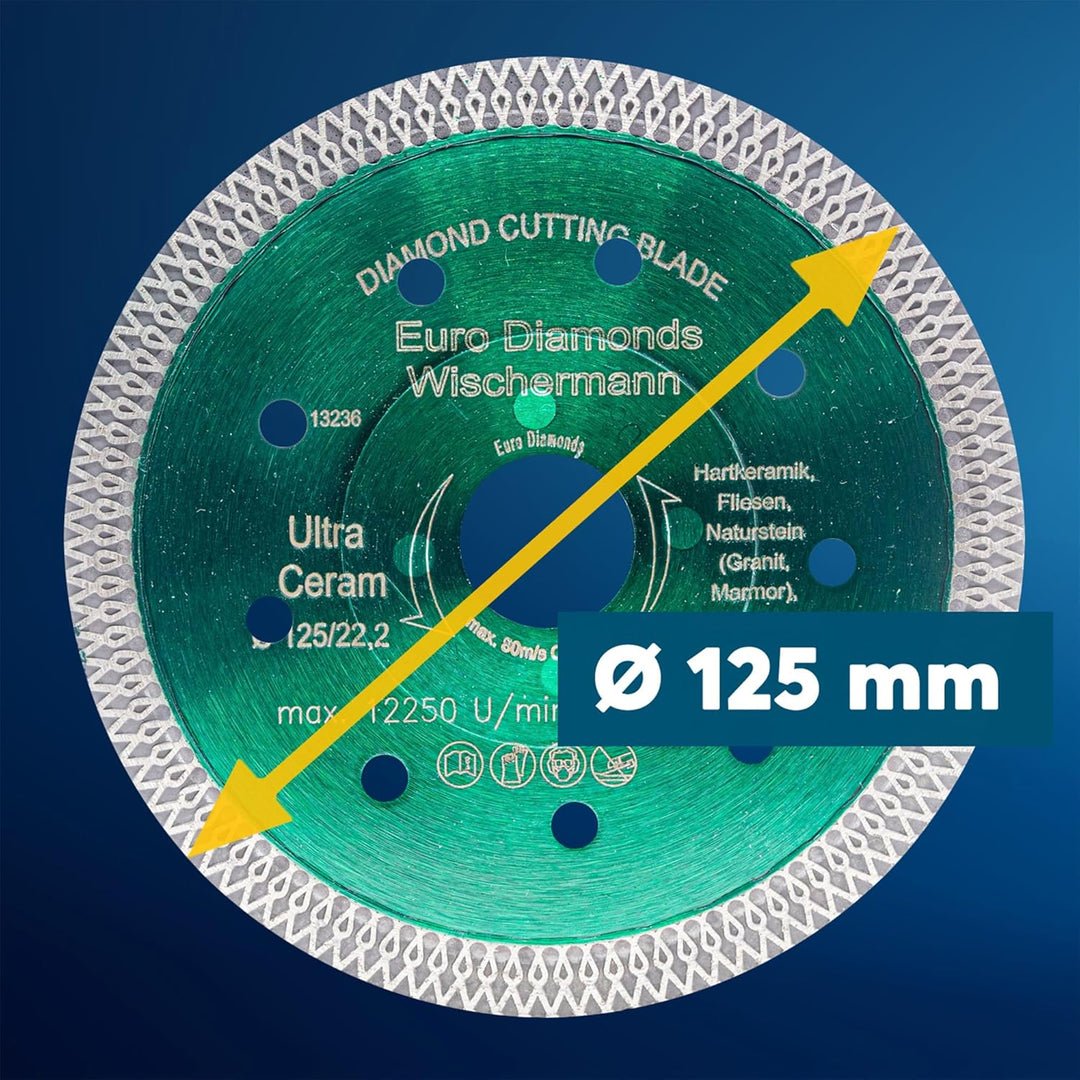 Profi Diamant-Trennscheibe Keramik Super Ultra von EDW, 125 mm H 22,2mm, Fliesenscheibe, extra dünn,