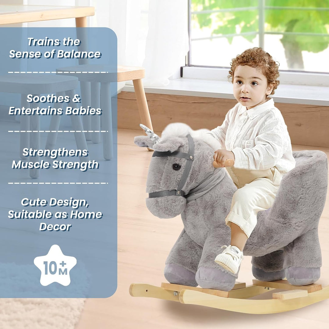 Schaukelpferd ab 6 Monate Schaukeltier Schaukel das Pferd Baby mit Sicherheitsgurte Rocking Horse Ge