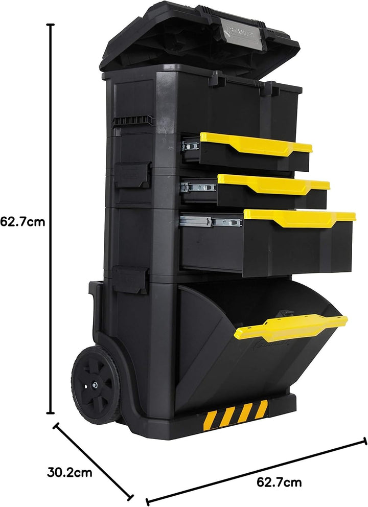 Stanley Rollende Werkstatt aus Metall-Kunststoff 1-79-206 – Werkzeugwagen leer mit 3 modularen Einhe