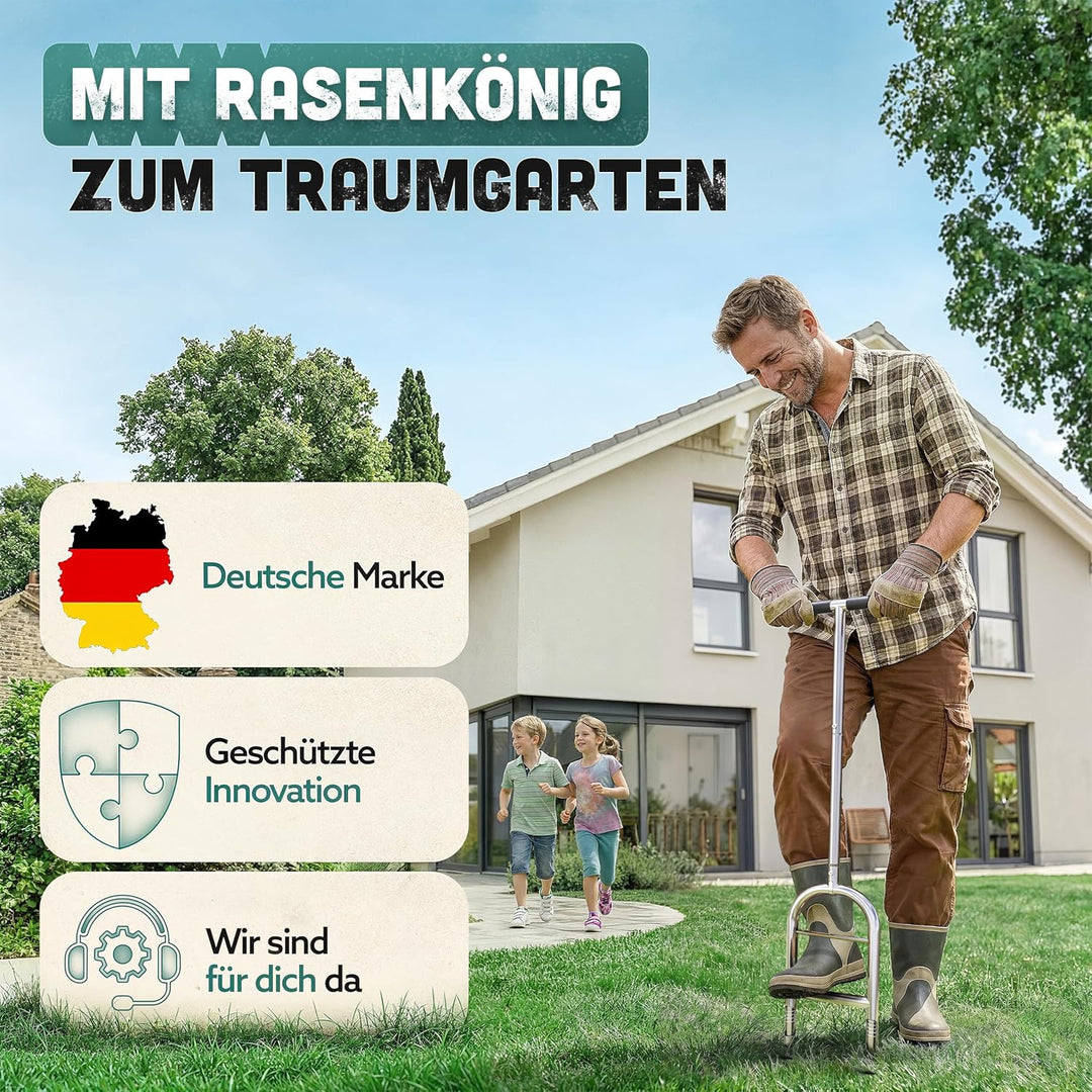 Aerifizierer für Rasen Pro | Innovativer Rasenlüfter | Rasenbelüfter mit Holespoon | Aerifiziergabel