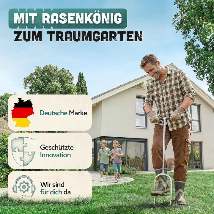 Aerifizierer für Rasen Pro | Innovativer Rasenlüfter | Rasenbelüfter mit Holespoon | Aerifiziergabel