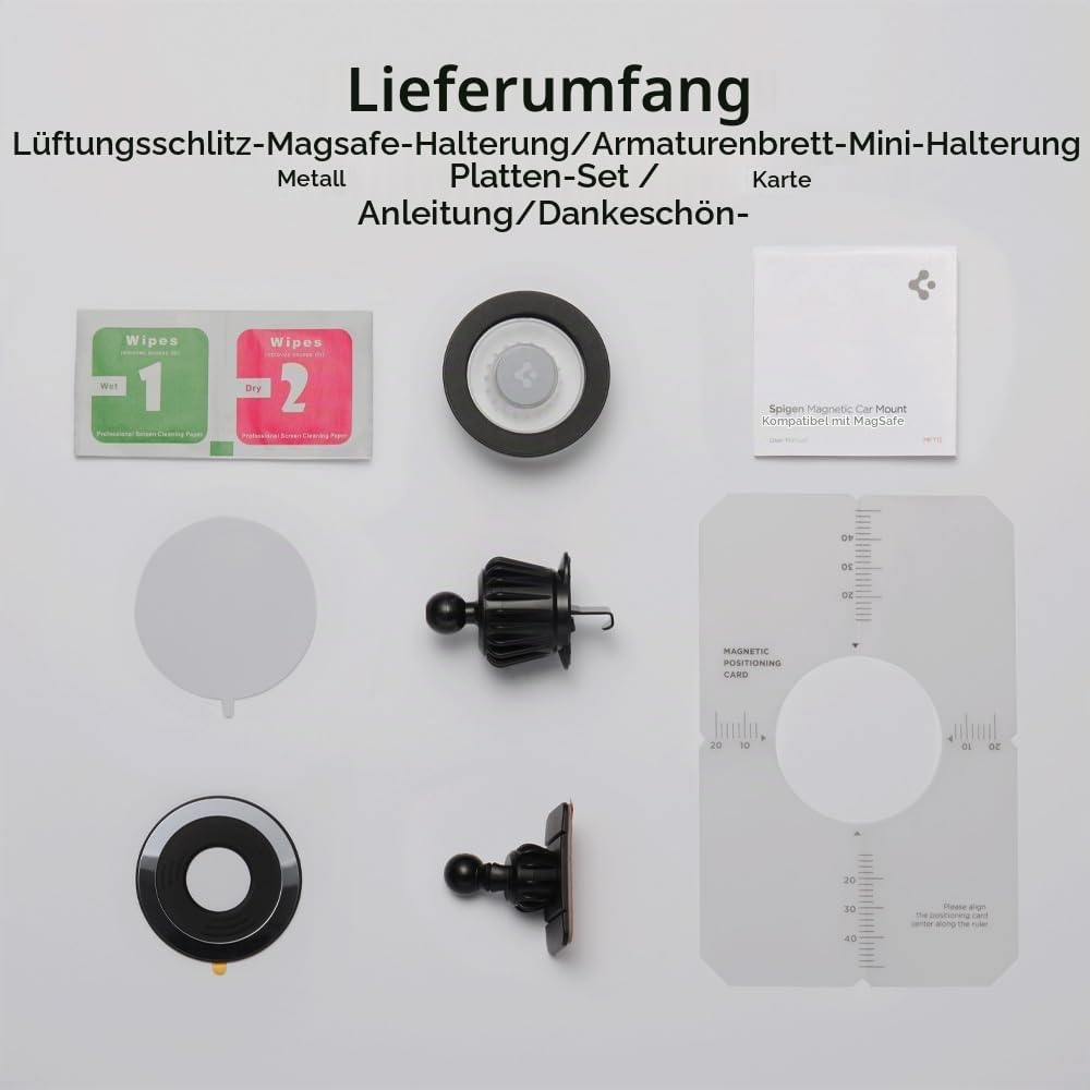 Spigen 2-in-1 MagSafe Autohalterung für Lüftung &amp; Armaturenbrett [inkl. MagSafe-Aufkleber] Handyhalt