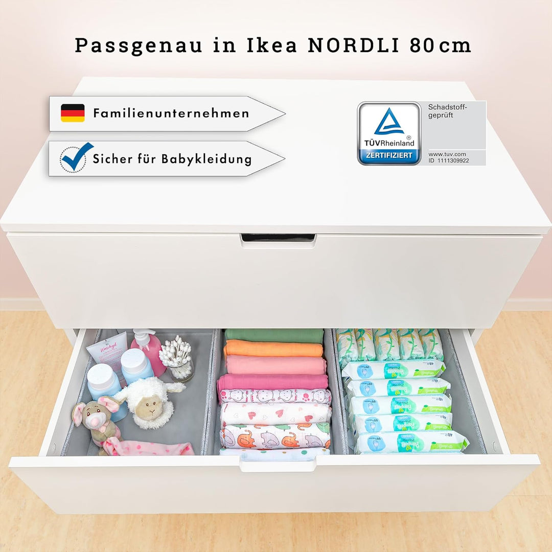 SIMPLE JOY® Schubladen Ordnungsystem Boxen für Ikea (NORDLI (3 Fächer)), NORDLI (3 Fächer)