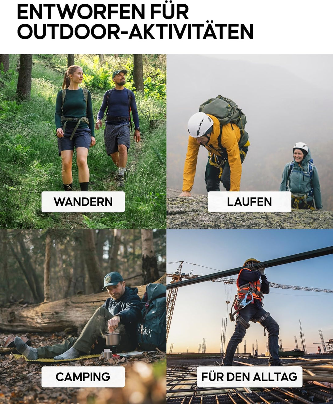 DANISH ENDURANCE Merino Wandersocken, Wollsocken, Merino Socken, Trekkingsocken, Atmungsaktiv & Star