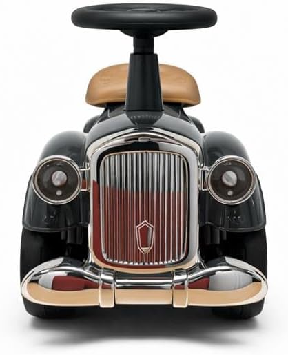 Retro Kleinkind Push Car Grau - Vintage Style Rutscher für Kinder ab 12 Monaten, Sound, Lagerung, Be