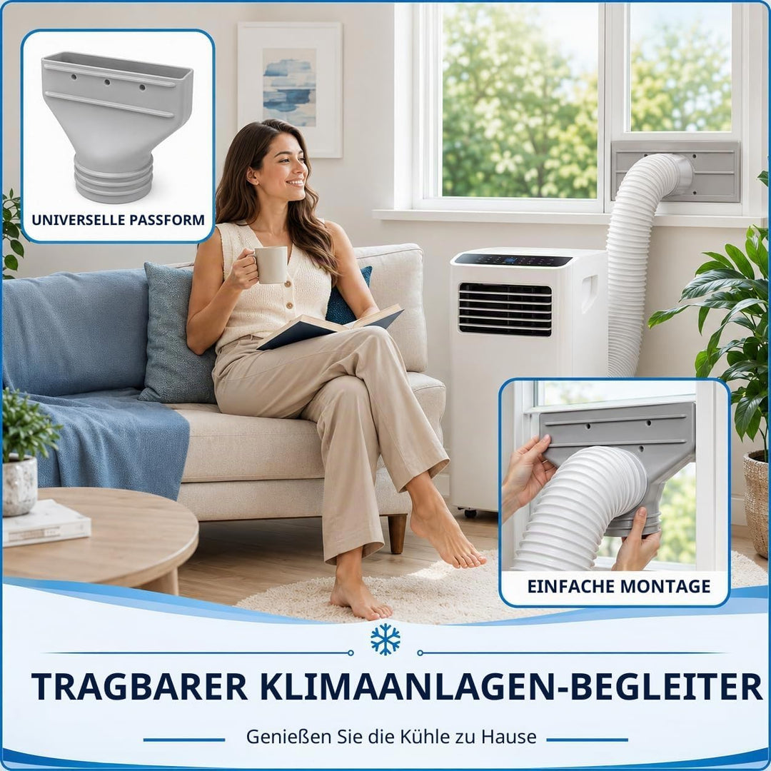 Flachfenster-Klimaanlagen-Flachschlauchadapter, 2 cm Höhe, tragbarer AC-Schlauchverbinder mit 4 sich