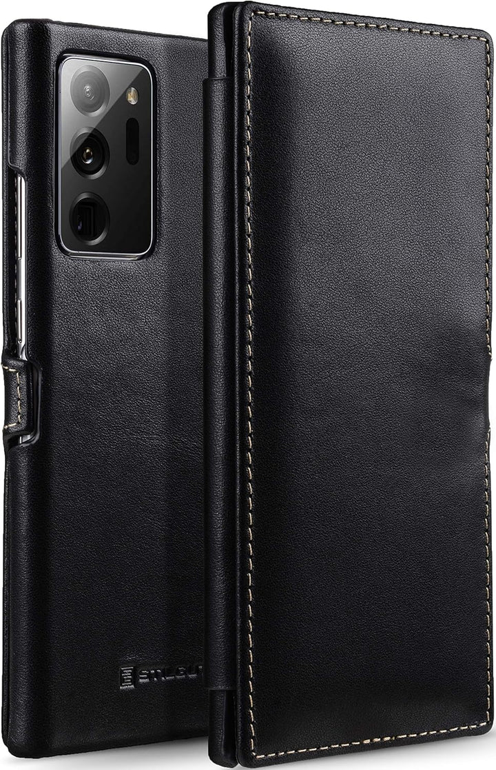 STILGUT Book Case kompatibel mit Samsung Galaxy Note 20 Ultra Hülle aus Leder mit Clip-Verschluss, L