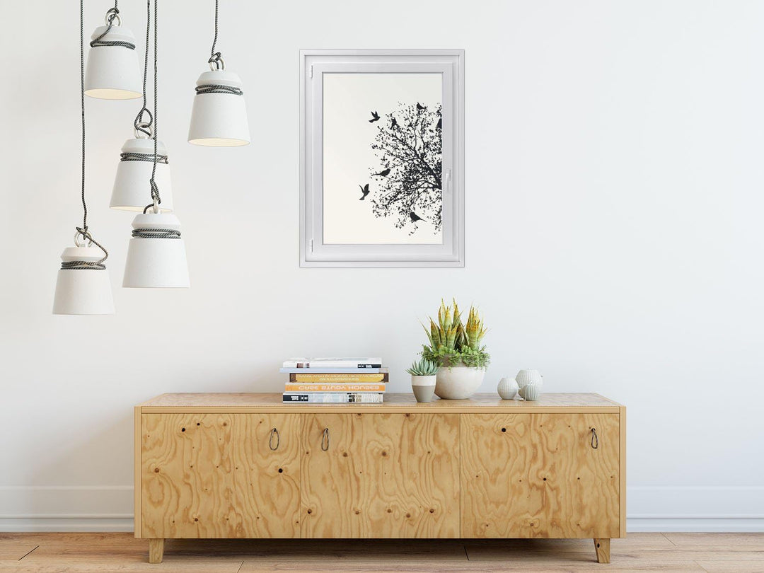 Fensterdeko I Sichtschutz Fenster-Sticker Selbsthaftend I Dekofolie für Bad, Küche, Kinderzimmer - W