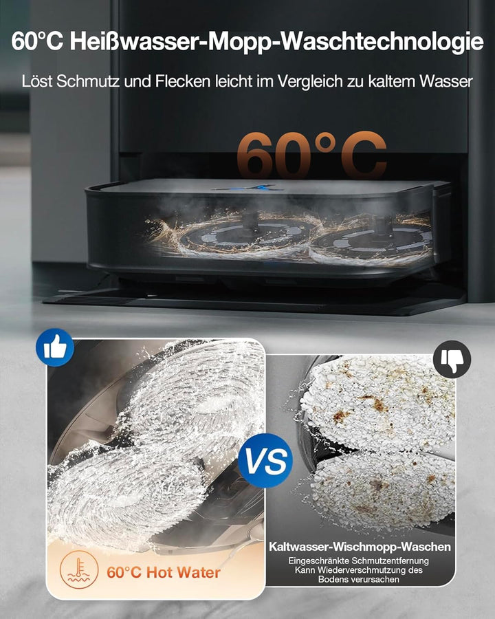 ECOVACS DEEBOT X2 Combo Saugroboter mit Wischfunktion 8700Pa mit Handstaubsauger, doppelte automatis