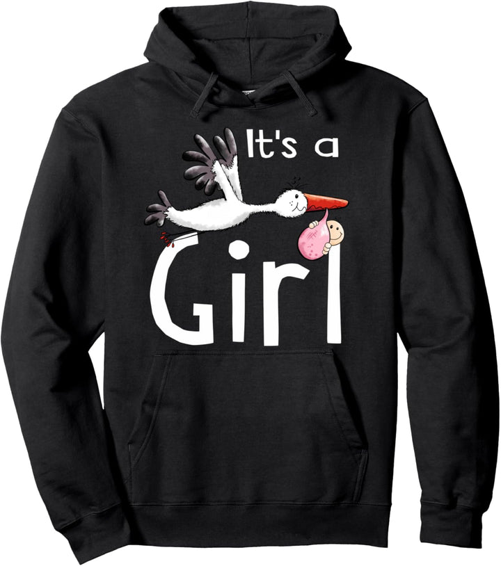 Baby Girl mit Storch I Mädchen Geburt Schwangerschaft Pullover Hoodie