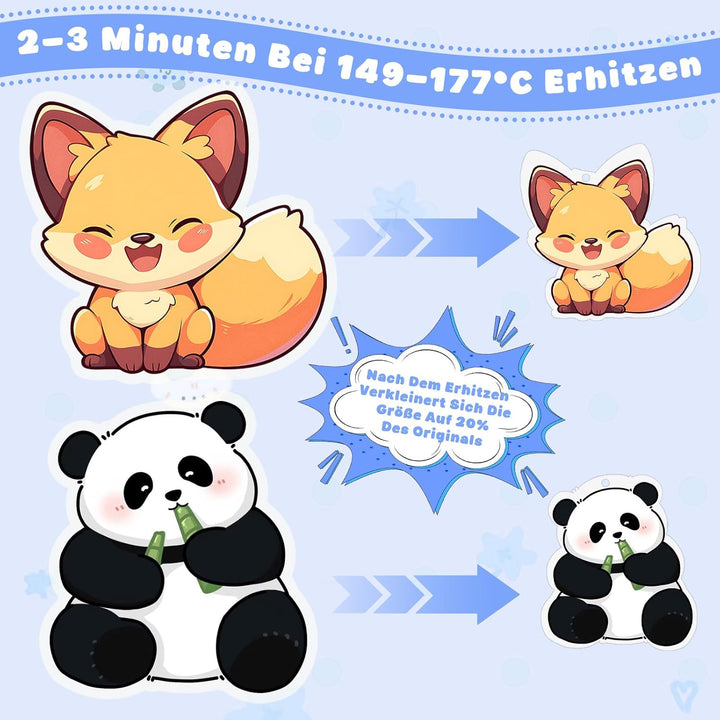 Solinorex 251‑tlg. Schrumpffolie Set Schlüsselanhänger A5 – DIY Bastel Set für Kinder & Teenager, Sc