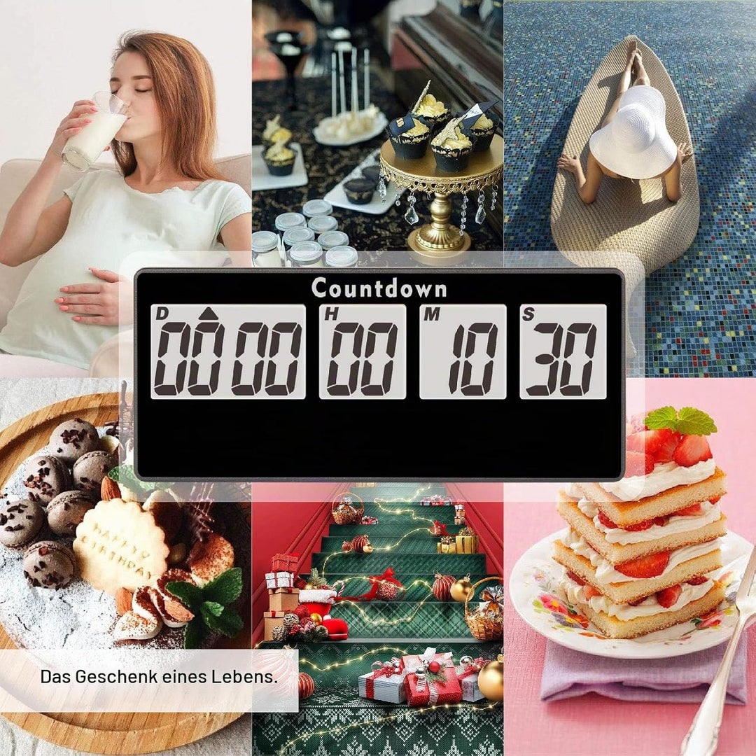 Jayron Retirement Timer 9.999 Tage Digitale Countdown Uhr Laute Alarme,Magnet Adsorption Stoppuhr Ti