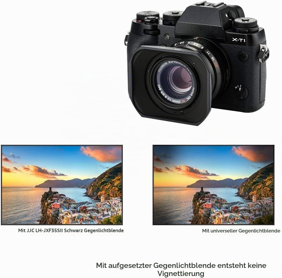JJC Black Square Bajonett Objektiv für Fujifilm Fujinon XC 35mm F2, XF 23mm F2 R WR, XF 35mm F2 R WR