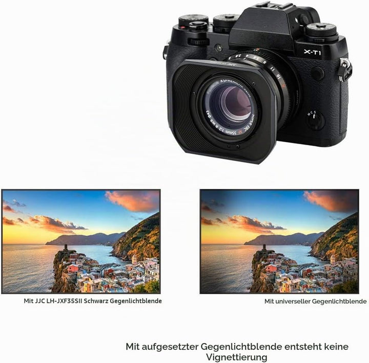 JJC Black Square Bajonett Objektiv für Fujifilm Fujinon XC 35mm F2, XF 23mm F2 R WR, XF 35mm F2 R WR