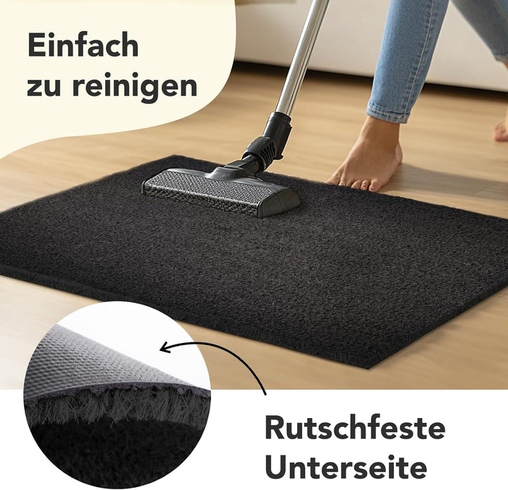 Floordirekt Fussmatte für Innen und Aussen, 40x60 cm Schwarz, Türmatte aus Kokos, Schmutzfangmatte f