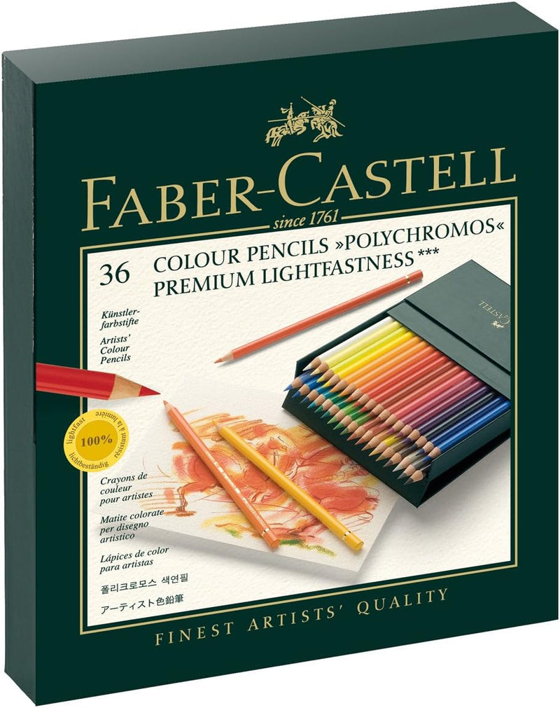 Faber-Castell 110092 - Farbstifte Polychromos 36er Atelierbox und Pitt Graphite Zeichenset Polychrom