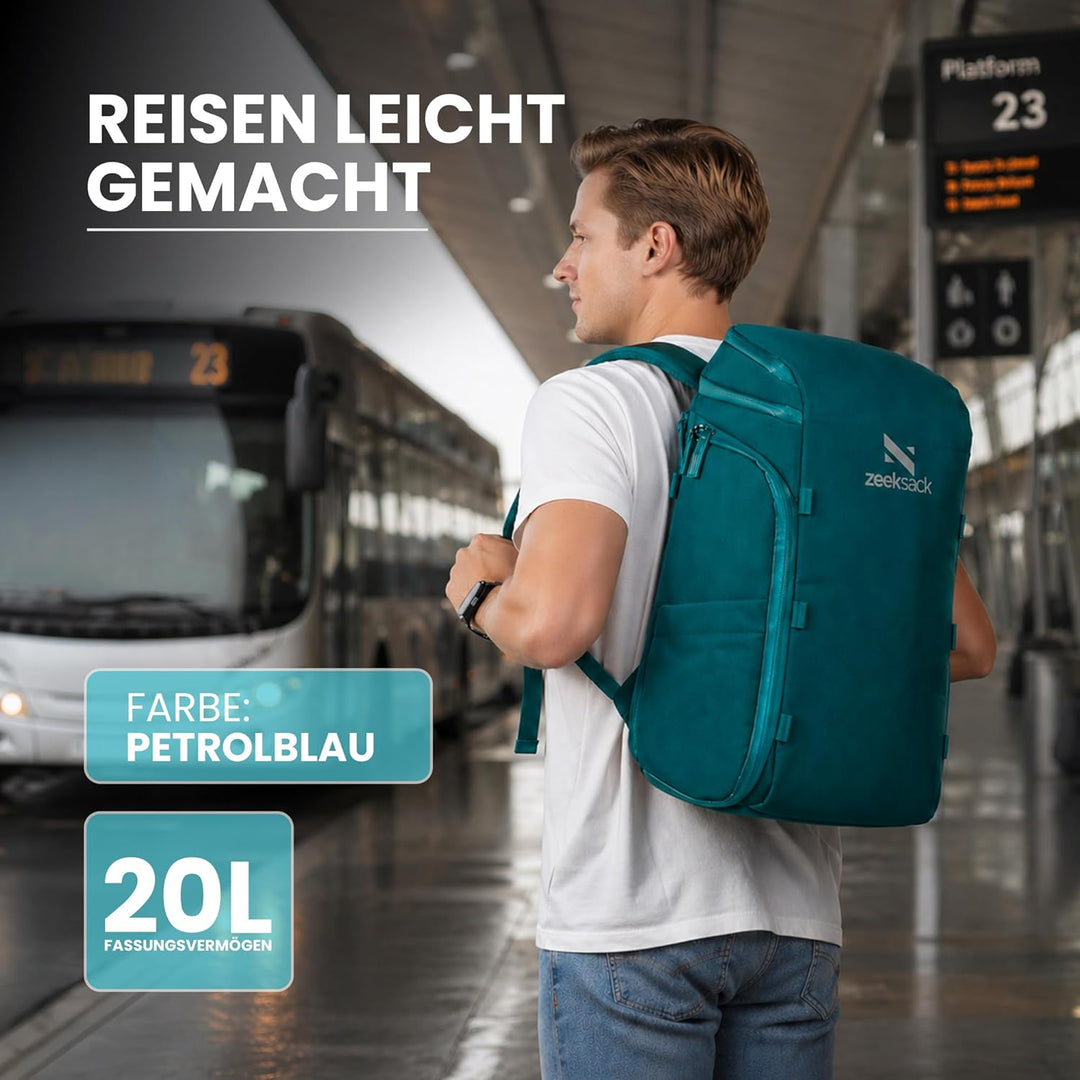 Zeeksack The Organizer 20L, Petrol - Handgepäck-Rucksack 15" Laptopfach | 2 Verstellbare Trenner, RF
