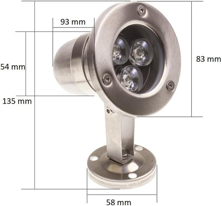 LEDKIA LIGHTING LED-Strahler tauchfähig RGB 3W Oberfläche 12V DC Inox RGB, Rgb