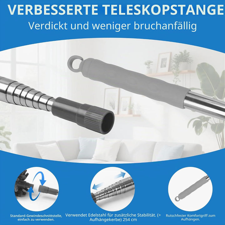 7 Stück Duster, Staubwischer Teleskop Stange und Biegbar Eckbesen, Duster Mikrofaser lang ausziehbar
