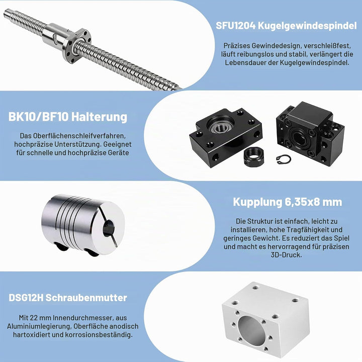 CNCMANS SFU1204 Kugelumlaufspindel, SFU1204 1500mm Edelstahl Ball Screw Gewindespindel mit Bearbeite