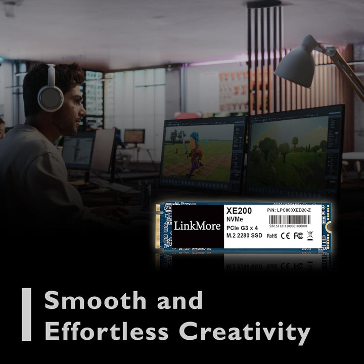 LinkMore XE200 1TB M.2 2280 PCIe Gen 3X4 interne SSD, Solid State Drive, bis zu 2500 MB/s für Latop