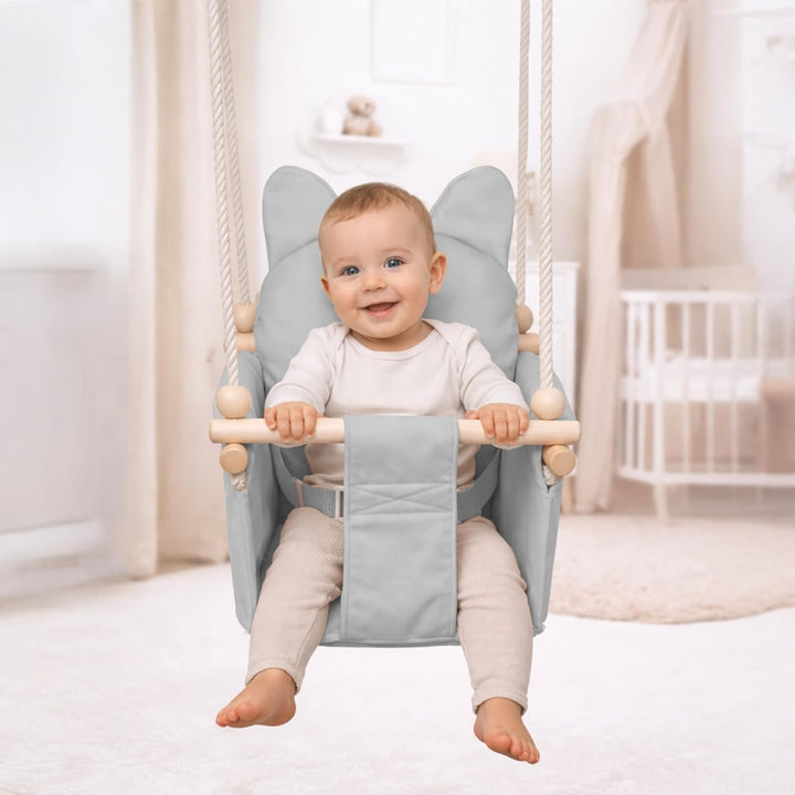 MAMOI Kinderschaukel mit Sicherheitsgurt, höhenverstellbar 150–190 cm, Schaukel für den Innenbereich