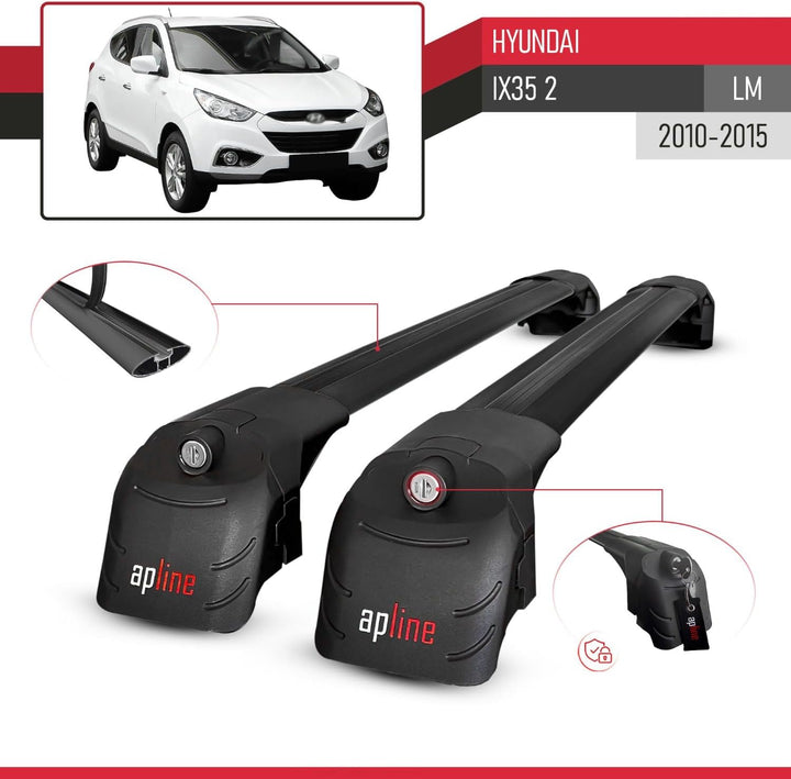 acpar Kompatibel mit Hyundai ix35 2010-2016 Relingträger ACE-2 Dachträger Gepackträger SCHWARZ