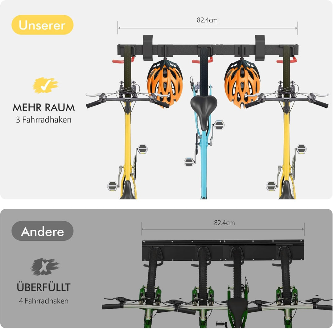 Mimoke Fahrrad Wandhalterung Vertikal | Geeignet für alle Fahrräder | Verstellbare Haken | Organisat