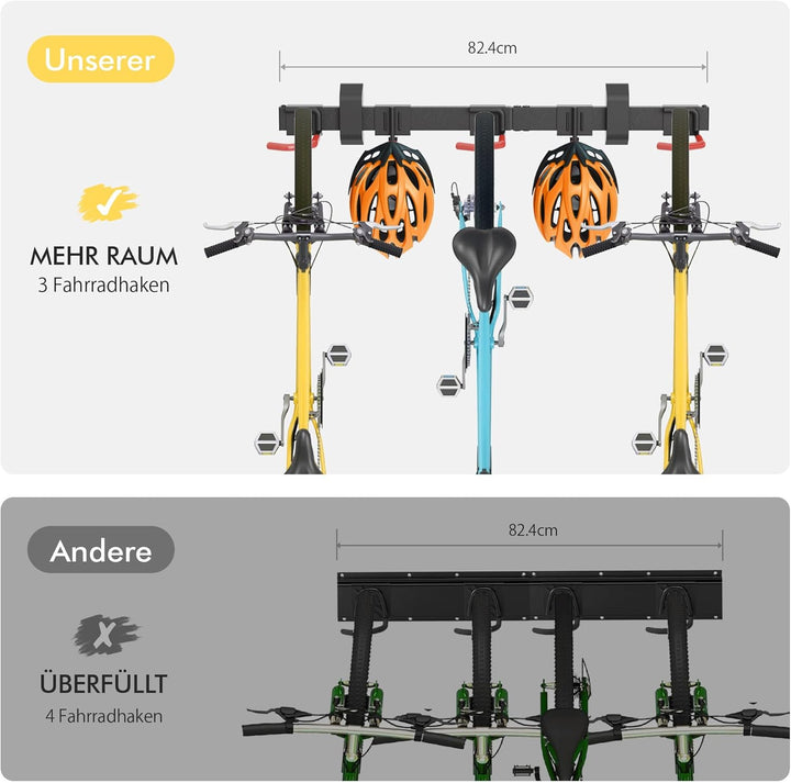 Mimoke Fahrrad Wandhalterung Vertikal | Geeignet für alle Fahrräder | Verstellbare Haken | Organisat