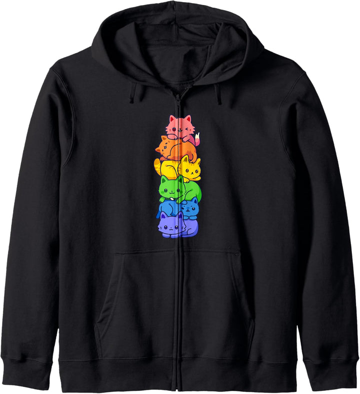 Gay Pride Katze LGBT Kawaii Katzen Haufen Niedlich Anime Kapuzenjacke