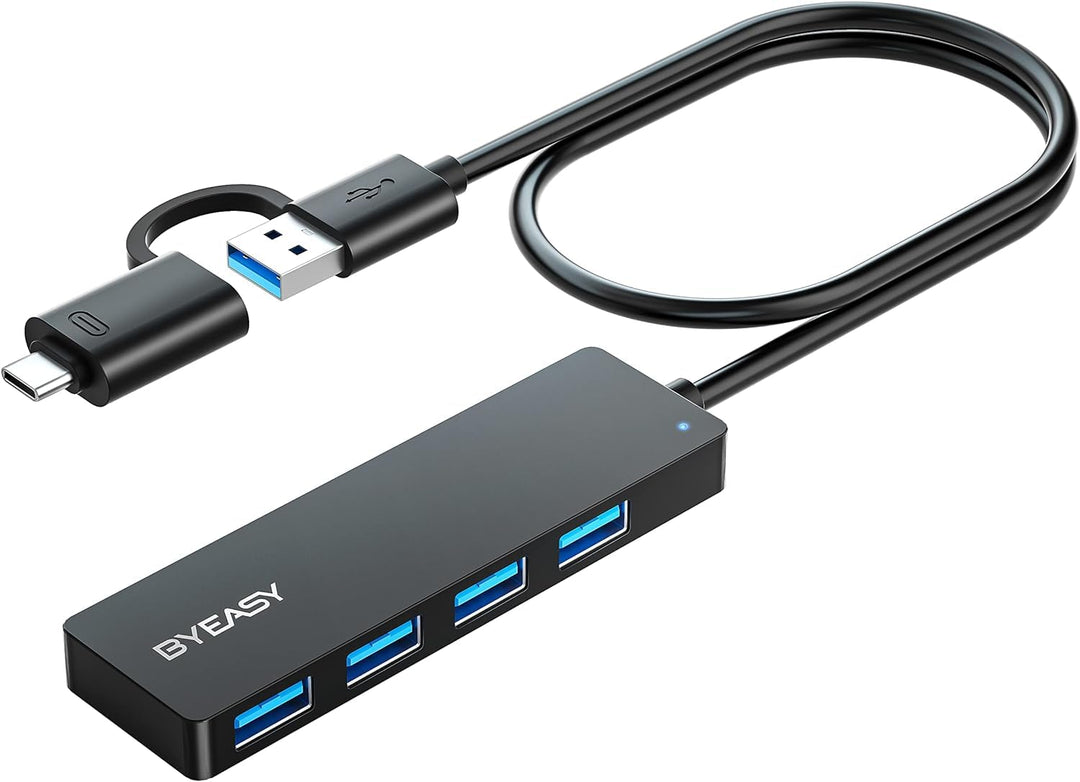 BYEASY USB HUB mit USB-C Stecker, USB C+A zu USB 3.0, Ultra Slim Multiport 4 Ports USB 3.0 Adapter f