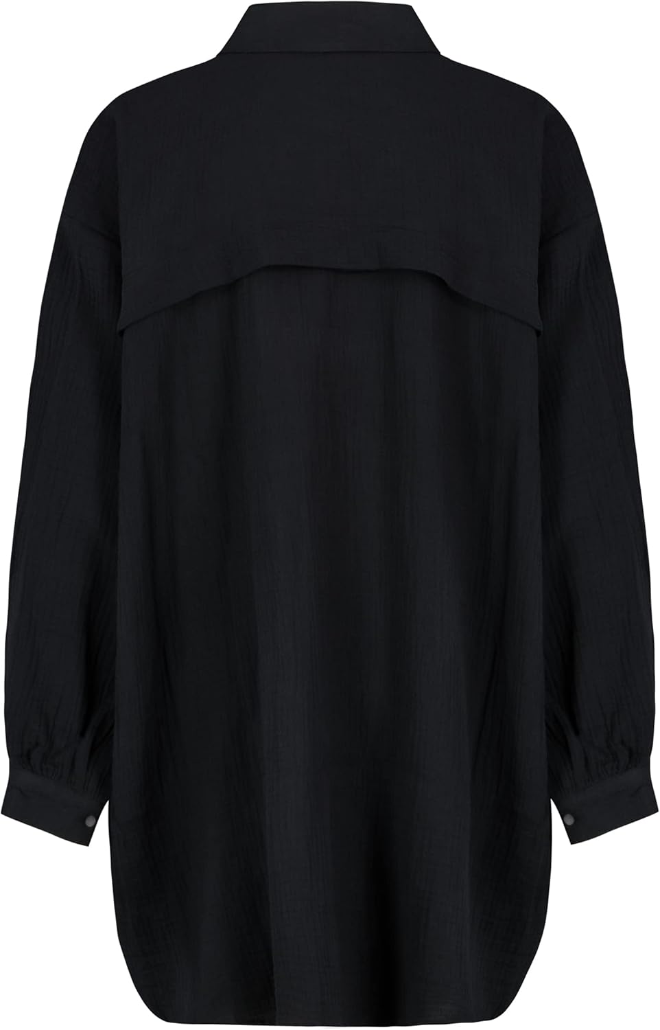 Sublevel Damen Musselin Bluse Muslin Long-Bluse Langarm Oversize Baumwolle S-M Schwarz, S-M Schwarz