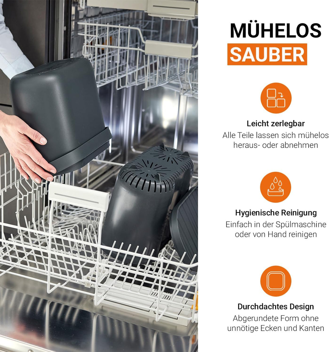 GARANTIA NOVA Biomülleimer 8 Liter Graphite Grey - für klare Küchenordnung auf der Arbeitsplatte - m