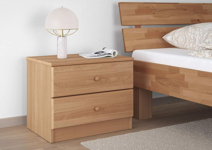 Erst-Holz Niedrige Nachtkonsole Buche Massivholz Nachttisch mit Zwei Schubladen 90.20-K38