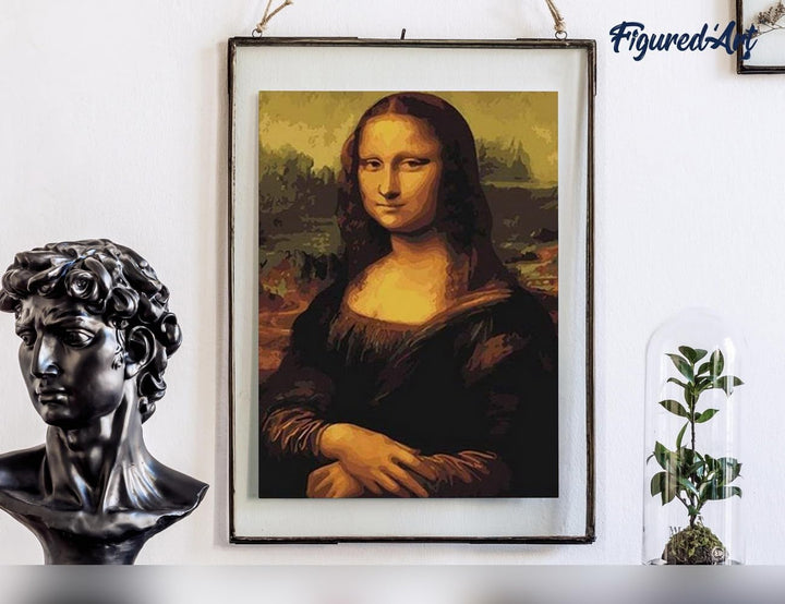Figured'Art Malen Nach Zahlen Erwachsene Mit Rahmen Da Vincis Mona Lisa - Paint by Numbers Basteln D