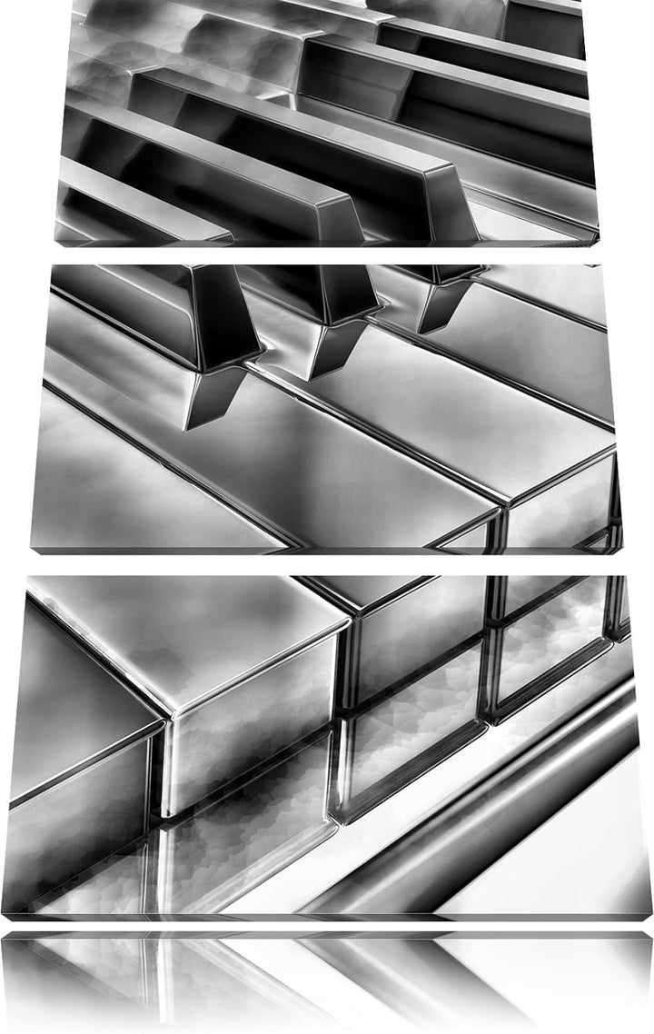 Pixxprint Klavier Tasten als Leinwandbild | Grösse: 3 Teilig (120x80) | Wandbild| Kunstdruck | ferti